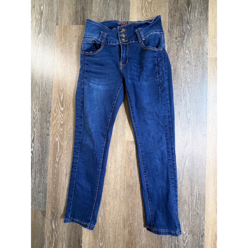 Gogo Jeans Skinny Denim Size 11/30 Blue High Waisted Triple Button